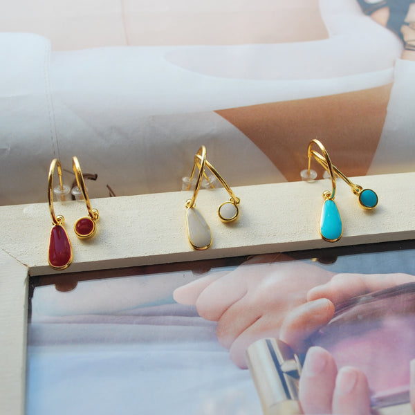 Σκουλαρίκια κρίκοι double trouble με σμάλτο