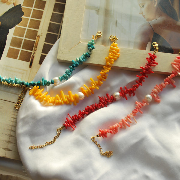 Βραχιόλι με μαργαριτάρι και ημιπολύτιμες πέτρες