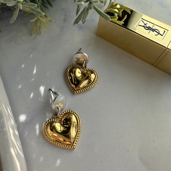 Σκουλαρίκια κρεμαστά Καρδιές Silver Mix